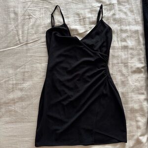 Tobi Black Wrap Mini Dress for Night Out